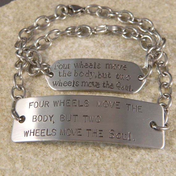 Couples Stainless Steel Motorcycle Quote Bracelets